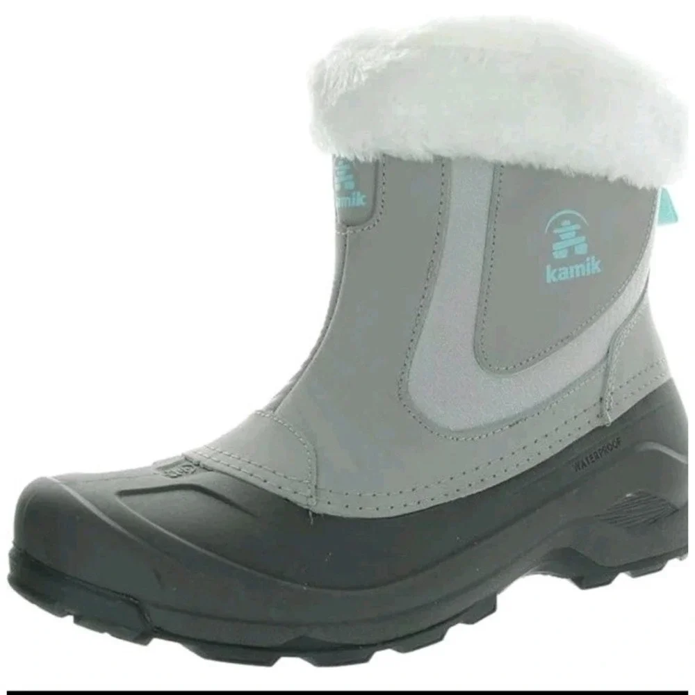 Kamik Iceland Zip Women Winter Boots Light Grey Waterproof Insulated WK2610 LGY